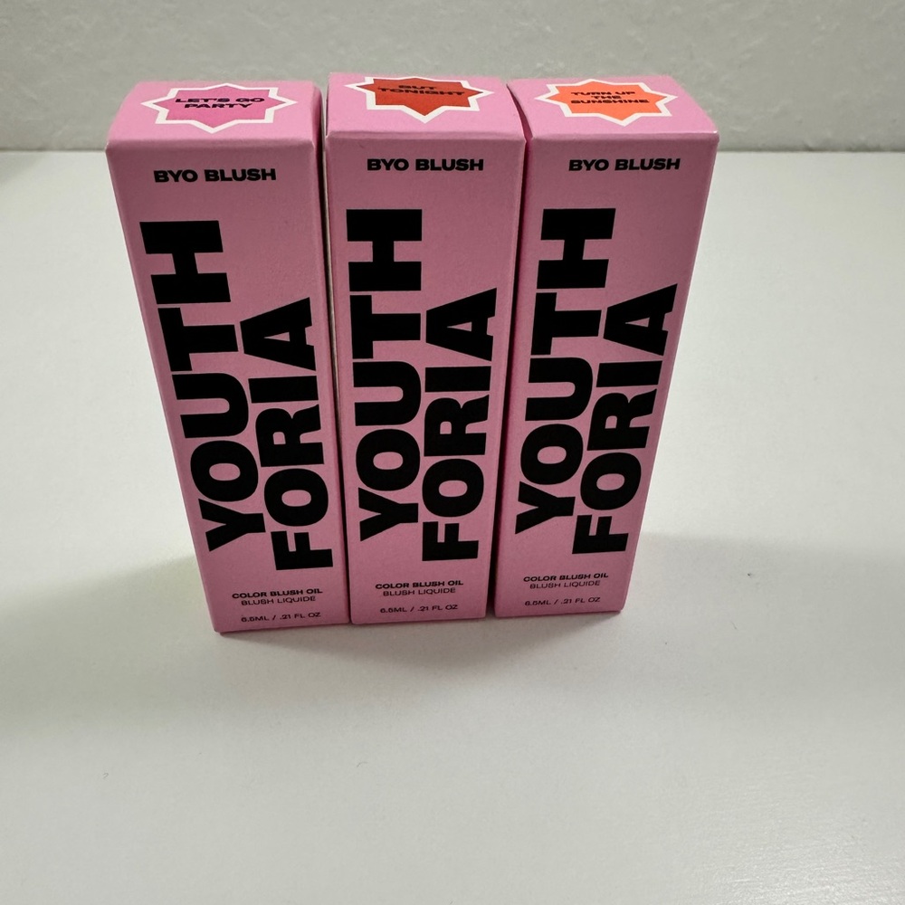 Youthforia BYO Blush Oil 3 Piece Bundle NIB Let’s Go Party But Tonight
